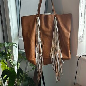 SARA BATTAGLIA fringed leather tote